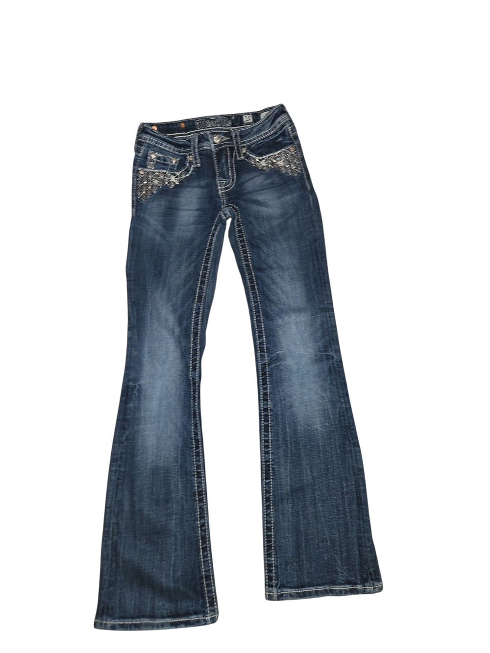 Miss Me Rhinestone Embellished Boot cut Jeans Girls 10